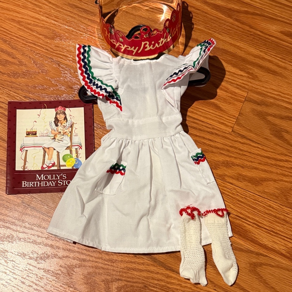 American Girl Molly Party Pinafore and Birthday Crown